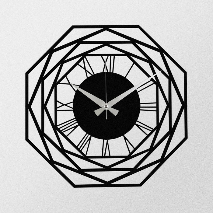 Wallity Enzoclock - S012 Reloj de Pared Decorativo de Metal Negro